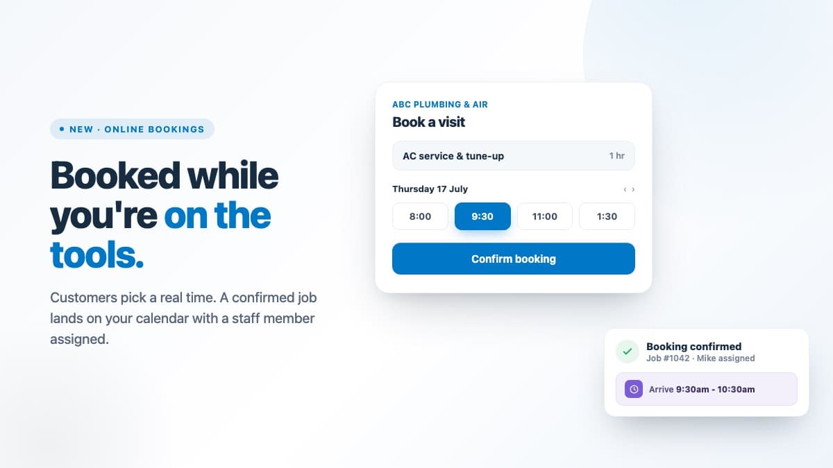 Online Bookings — Let customers book jobs straight from your website