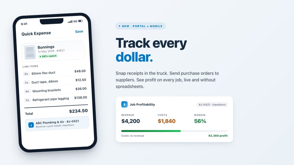 Track Costs & Profit: Receipts, Purchase Orders and Job Profit in one place