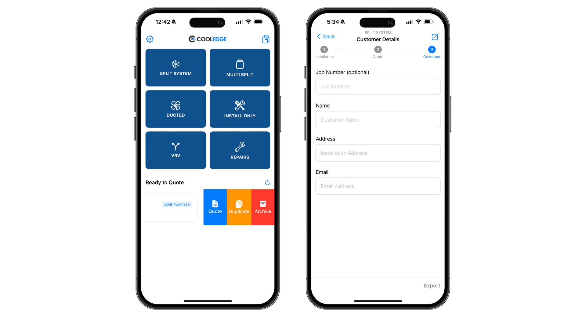 App customer form
