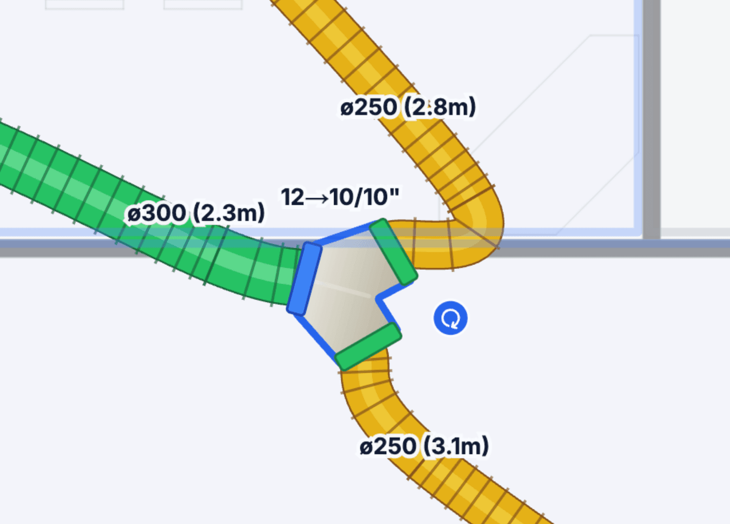 Rotate handle on a selected DBTO fitting