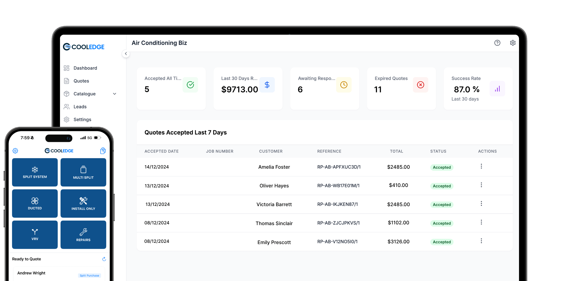 Cooledge dashboard interface