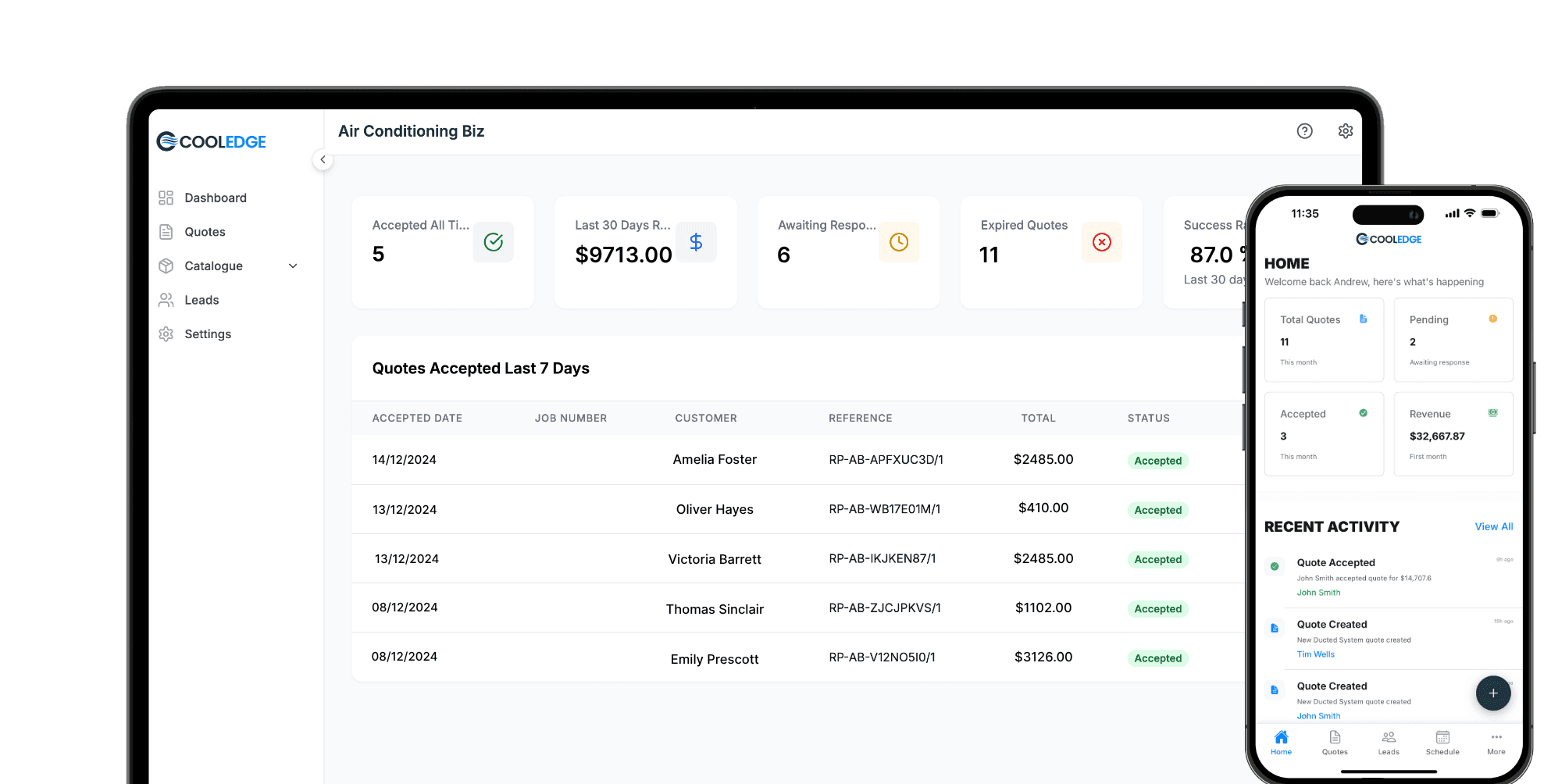Cooledge dashboard interface
