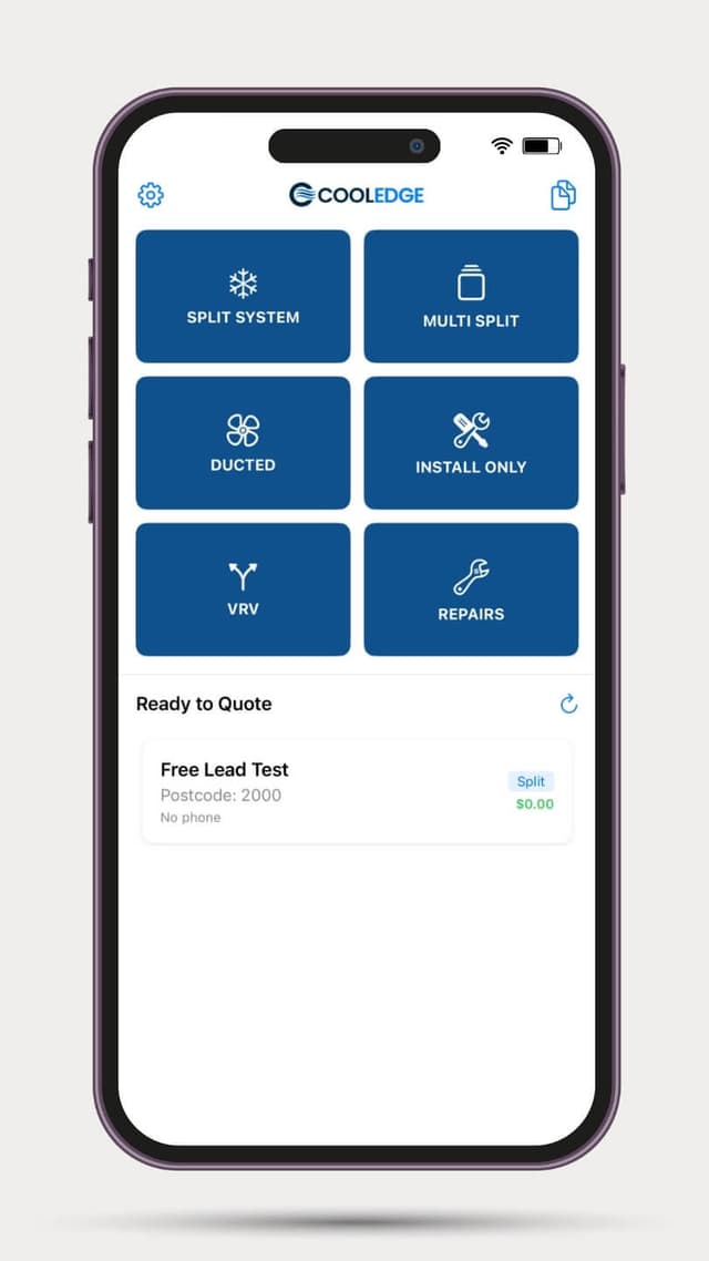 Cooledge App Home Screen
